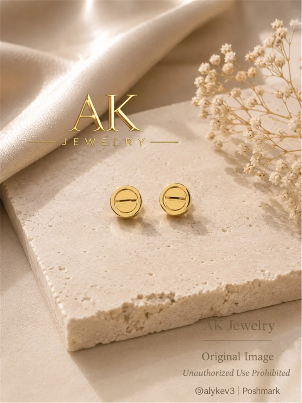 💎LUXURY 18k Gold Small Round Petite Stud, Pierced | AK Jewelry™